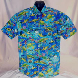 Sea Turtles Hawaiian shirt- Made in USA by High Seas of 100% Cotton
